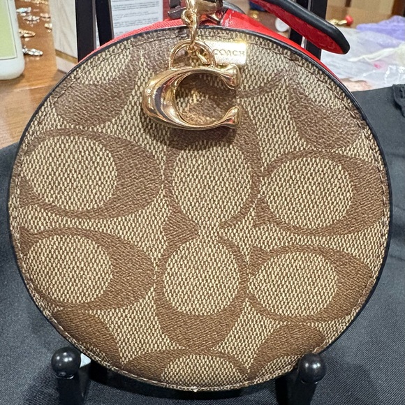 Coach Mini Round Wristlet with Red Trim - Picture 6 of 8